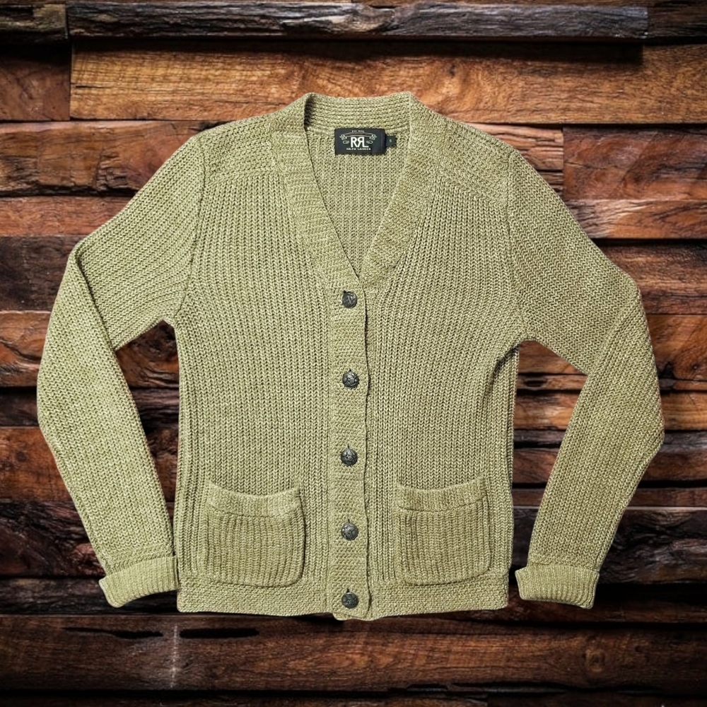 DOUBLE RL RALPH LAUREN RRL COTTON/ LINEN BLEND CARDIGAN SWEATER- SIZE SMALL